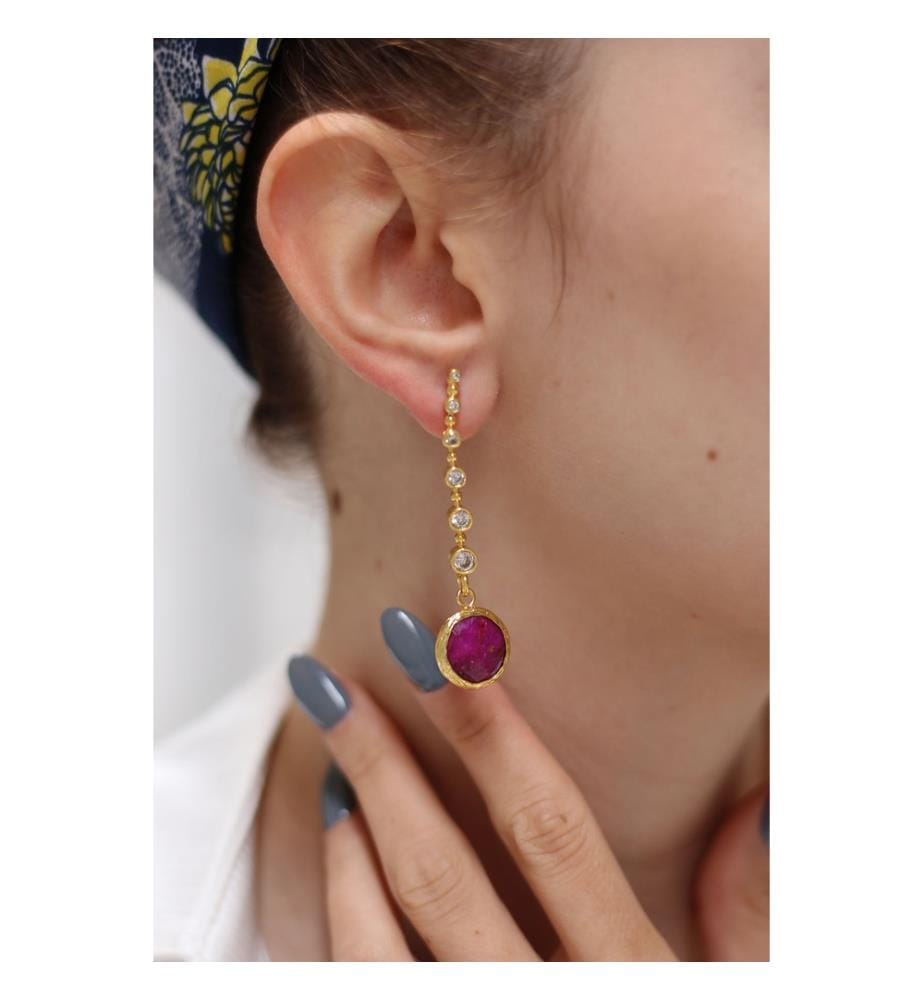 Paint Ruby Earrings - Red