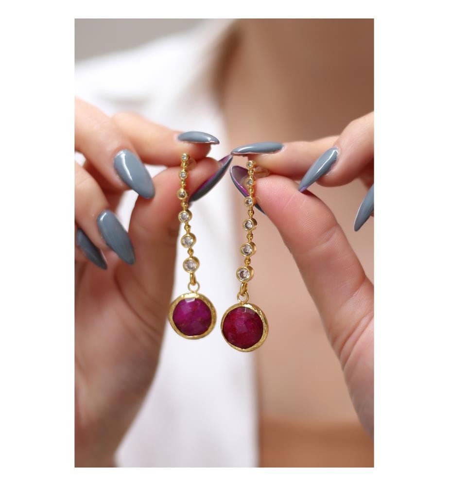 Paint Ruby Earrings - Red