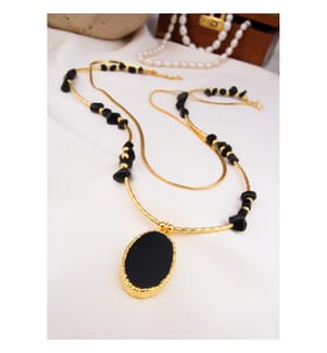 Onyx and Agate Necklace - Black