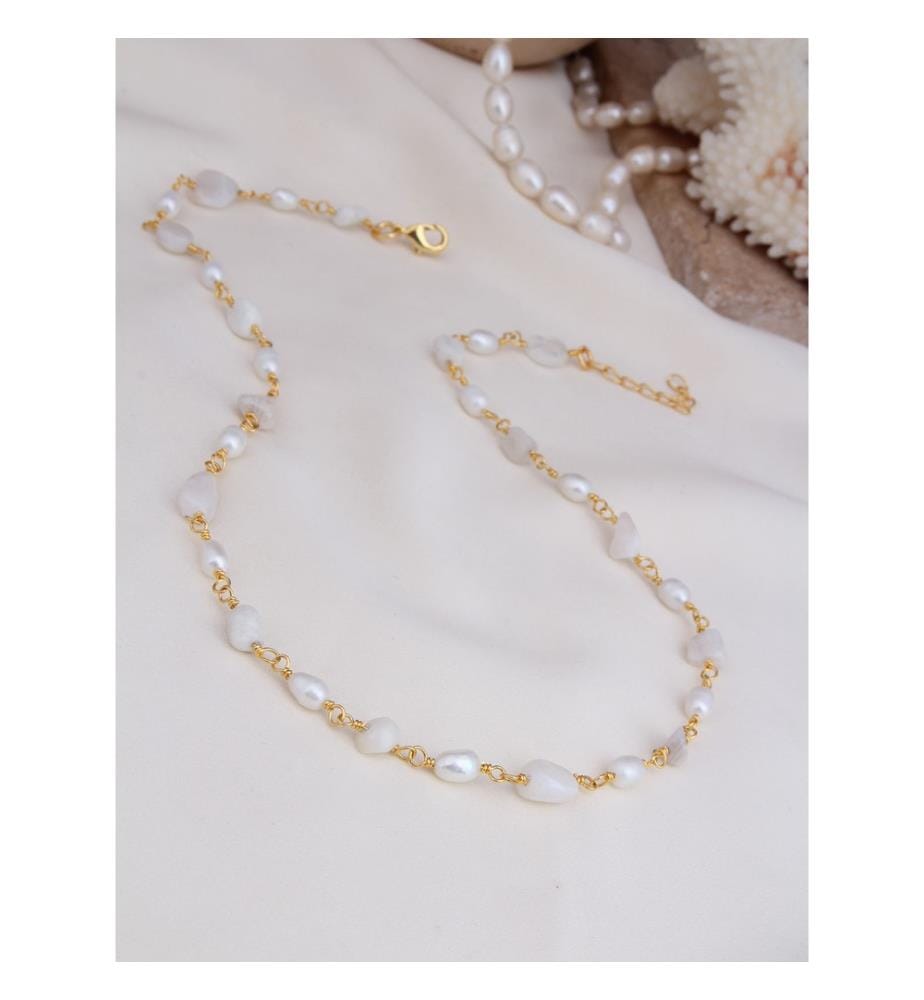 Moonstone and Pearl Necklace - White