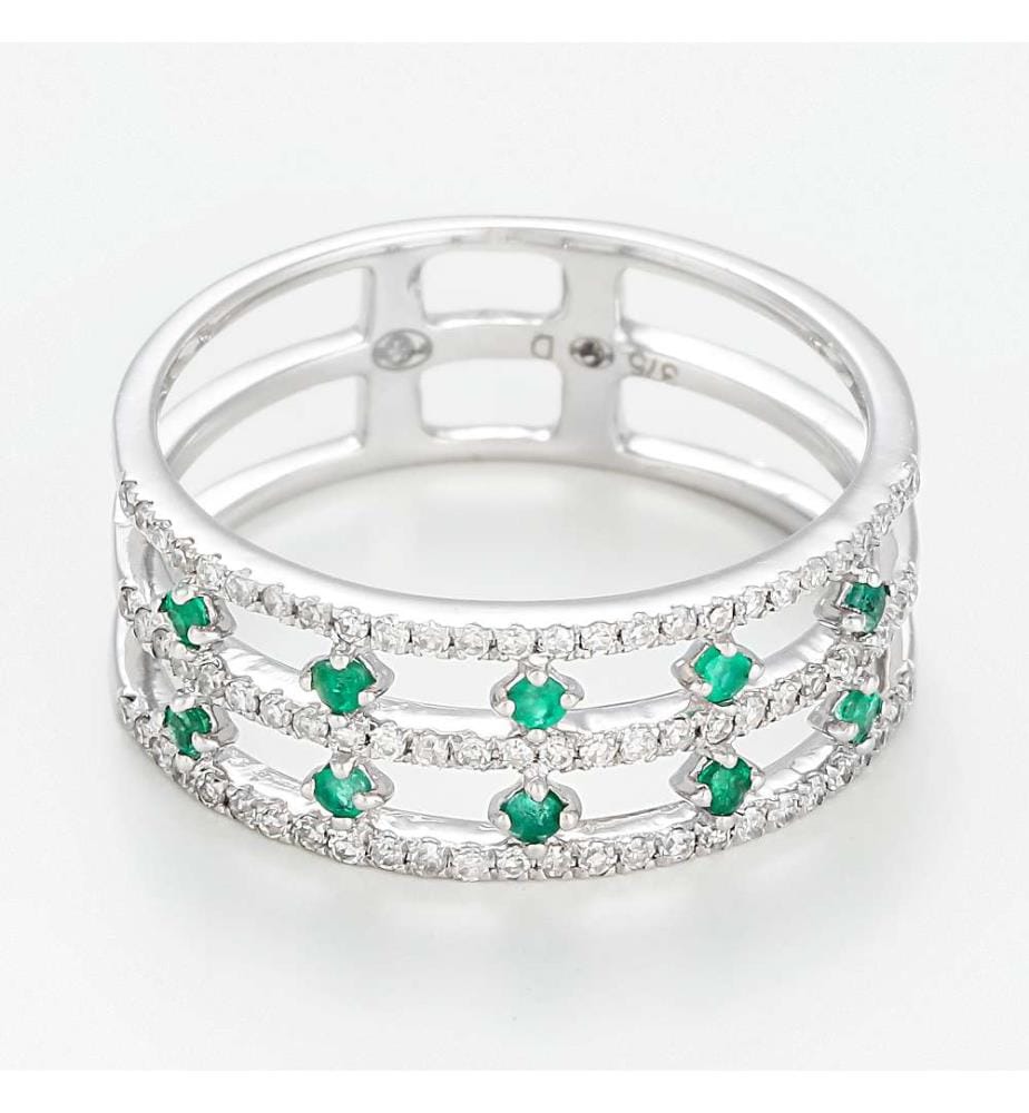 Ring Krone der Smaragde - Weissgold 375/1000