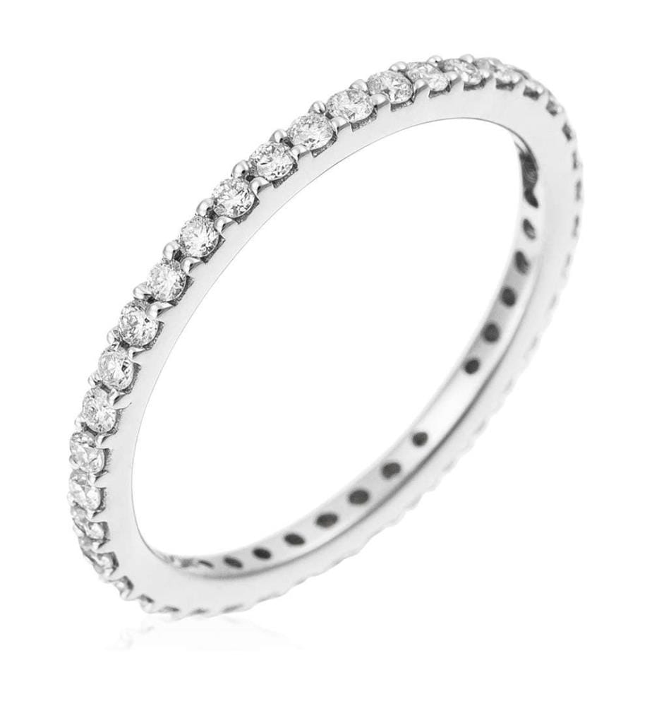 Ring Vollständige Runde Leuchtend - Weissgold 375/1000