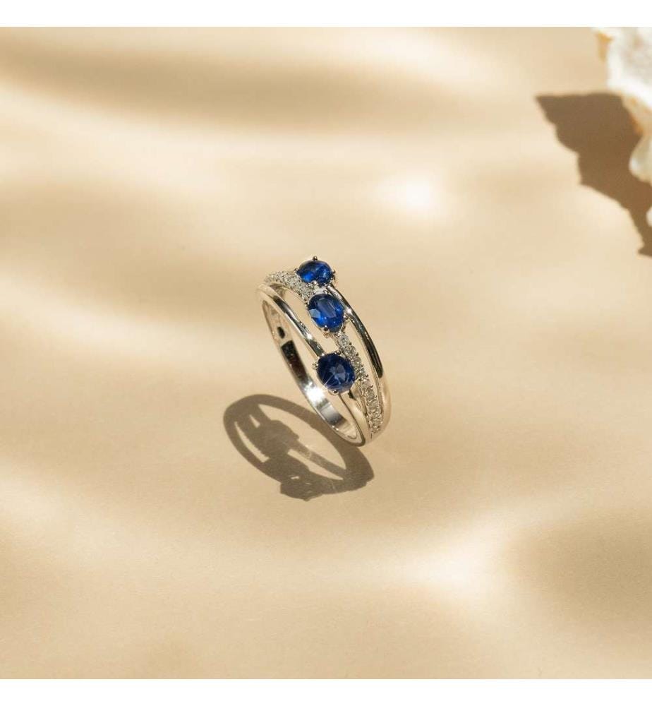 Ring Trio aus Saphir - Weissgold 375/1000