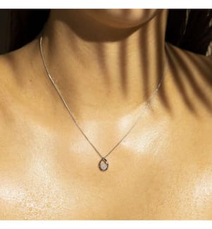 Pendentif Goutte Somptueuse - Or Blanc 375/1000