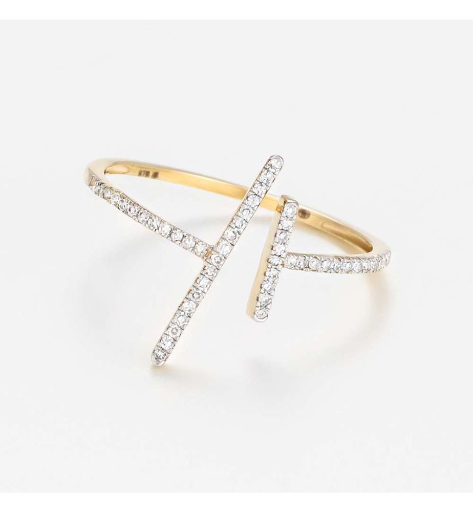 Asymmetrischer Parallelring - Gelbgold 375/1000