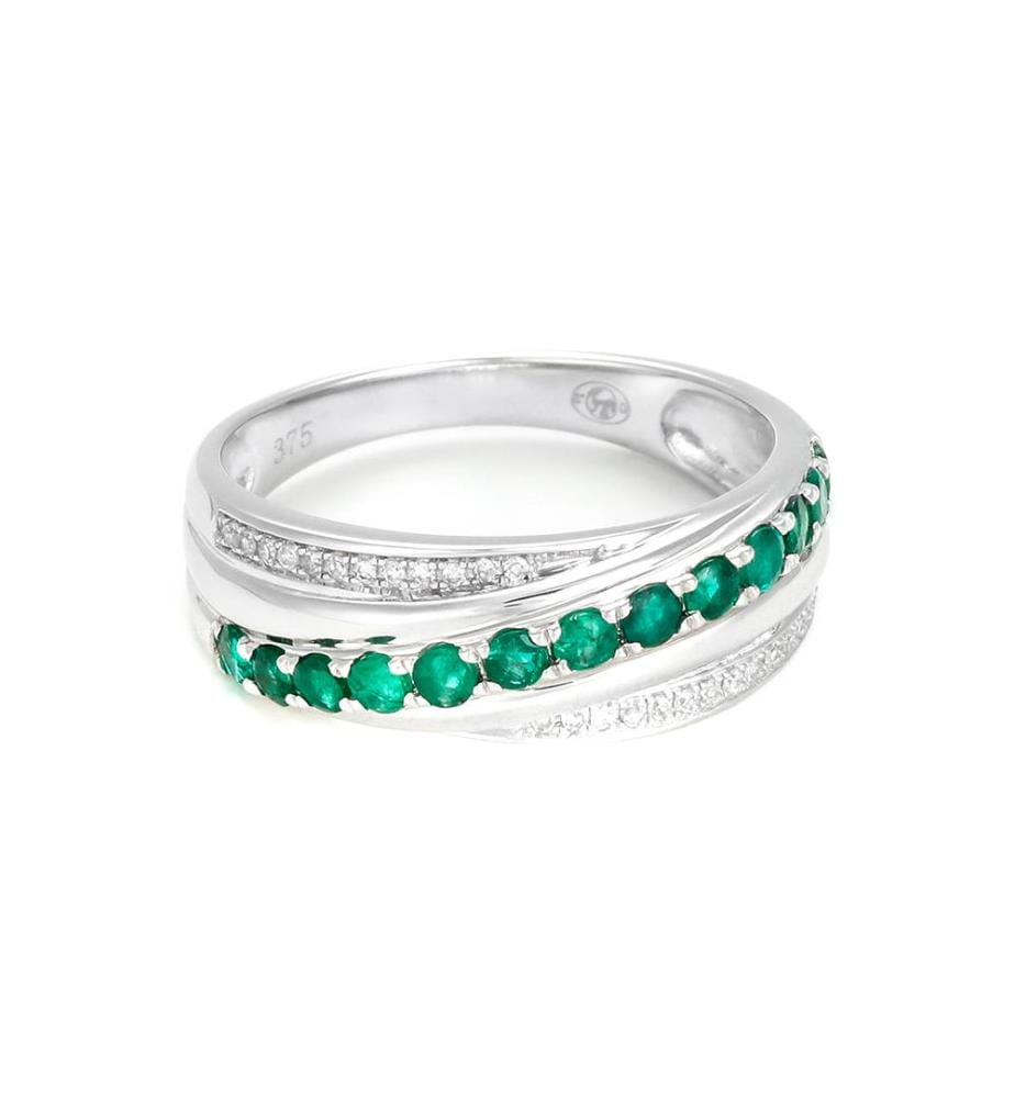 Ring Entrelacs Smaragd - Weissgold 375/1000