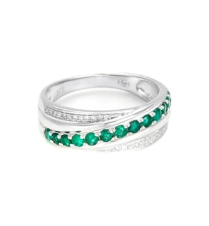 Ring Entrelacs Smaragd - Weissgold 375/1000