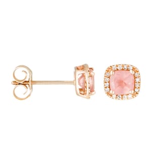 Popi Kissen-Ohrringe Rosenquarz - Rotgold