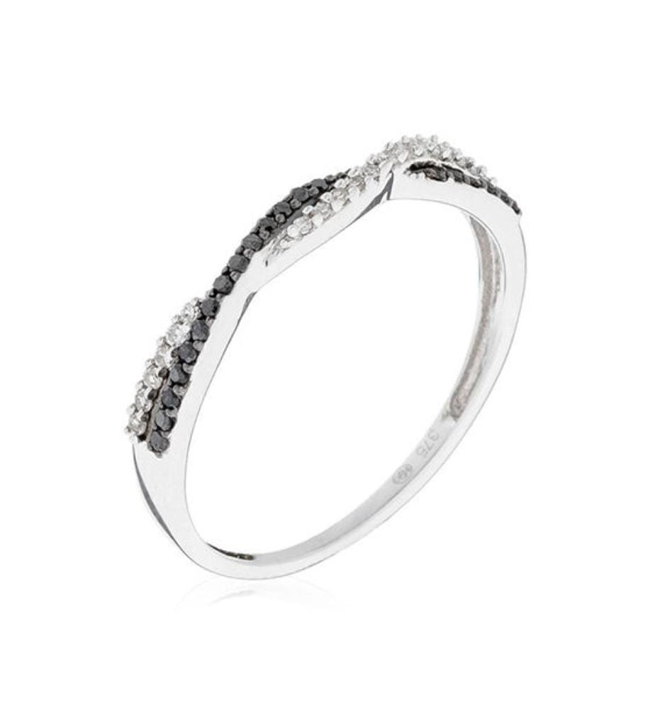 Anello bianco e nero - Oro bianco