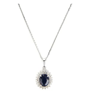 Pendentif Soleil Bleu - Or Blanc