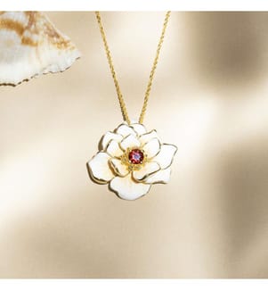 Pendentif Fleur Flamboyante - Or Jaune 375/1000