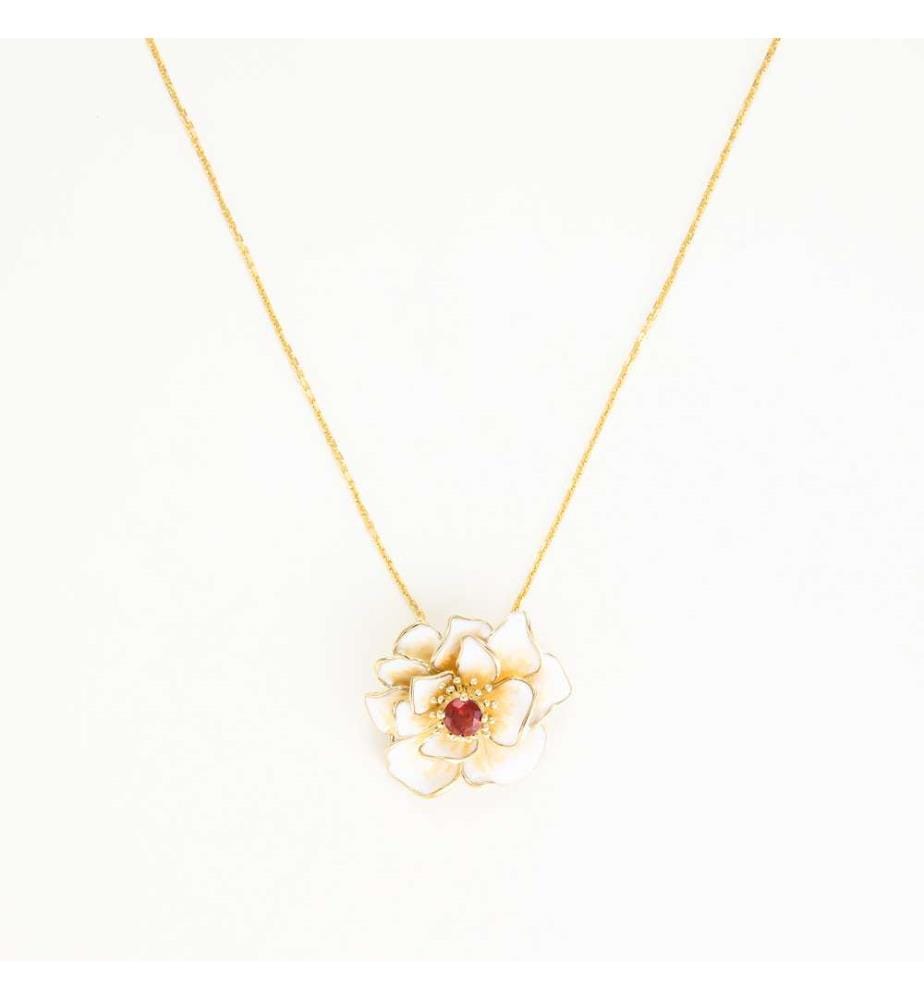 Fleur flamboyante pendant - Yellow gold 375/1000