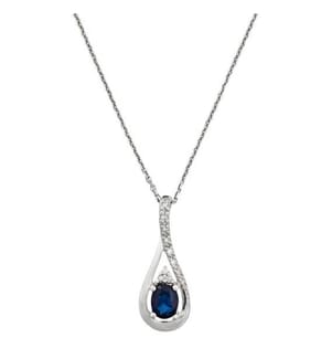 Pendentif Blue Tear - Or Blanc
