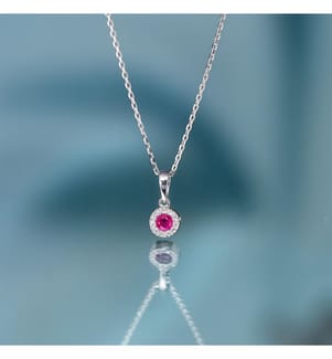 Pendentif Précieux Rubis Diamants - Or Blanc