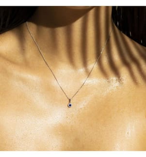 Pendentif Précieux Saphir - Or Blanc 375/1000