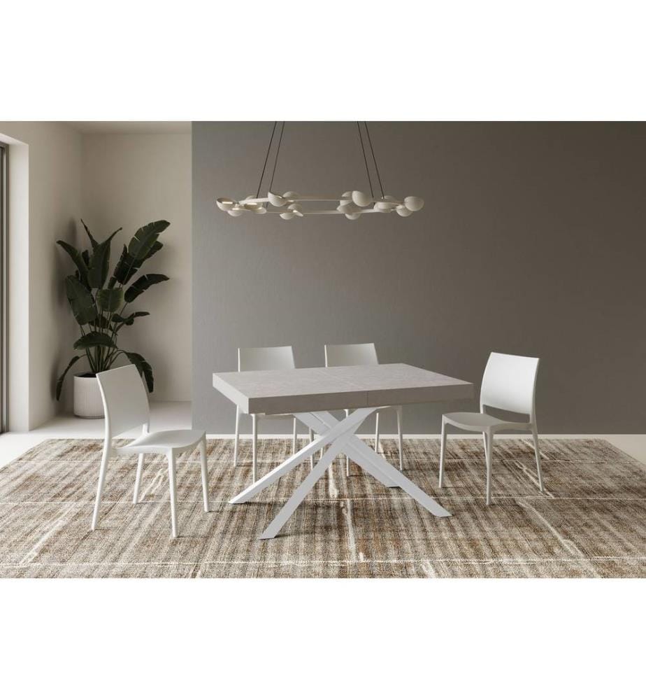 Ausziehtisch 90 x 120-224 cm Karida - Grau und Weiss