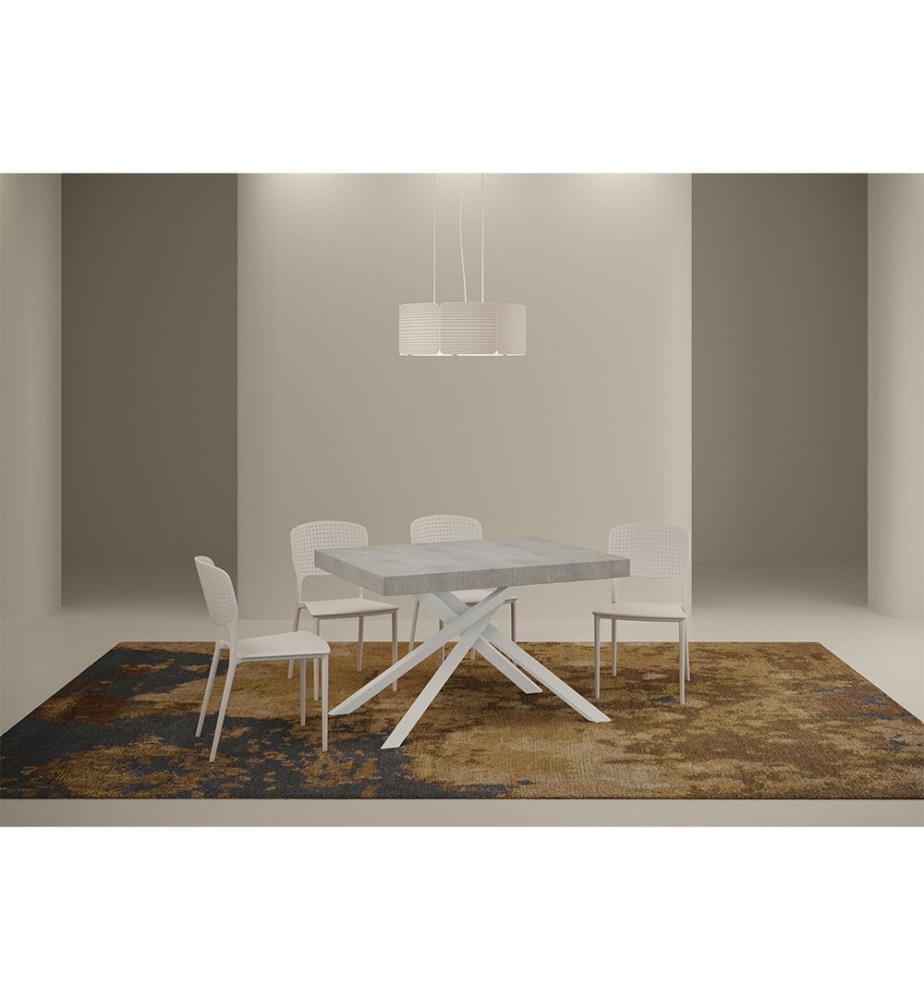 Ausziehtisch 120x90-224 cm Karida Zement - Weiss