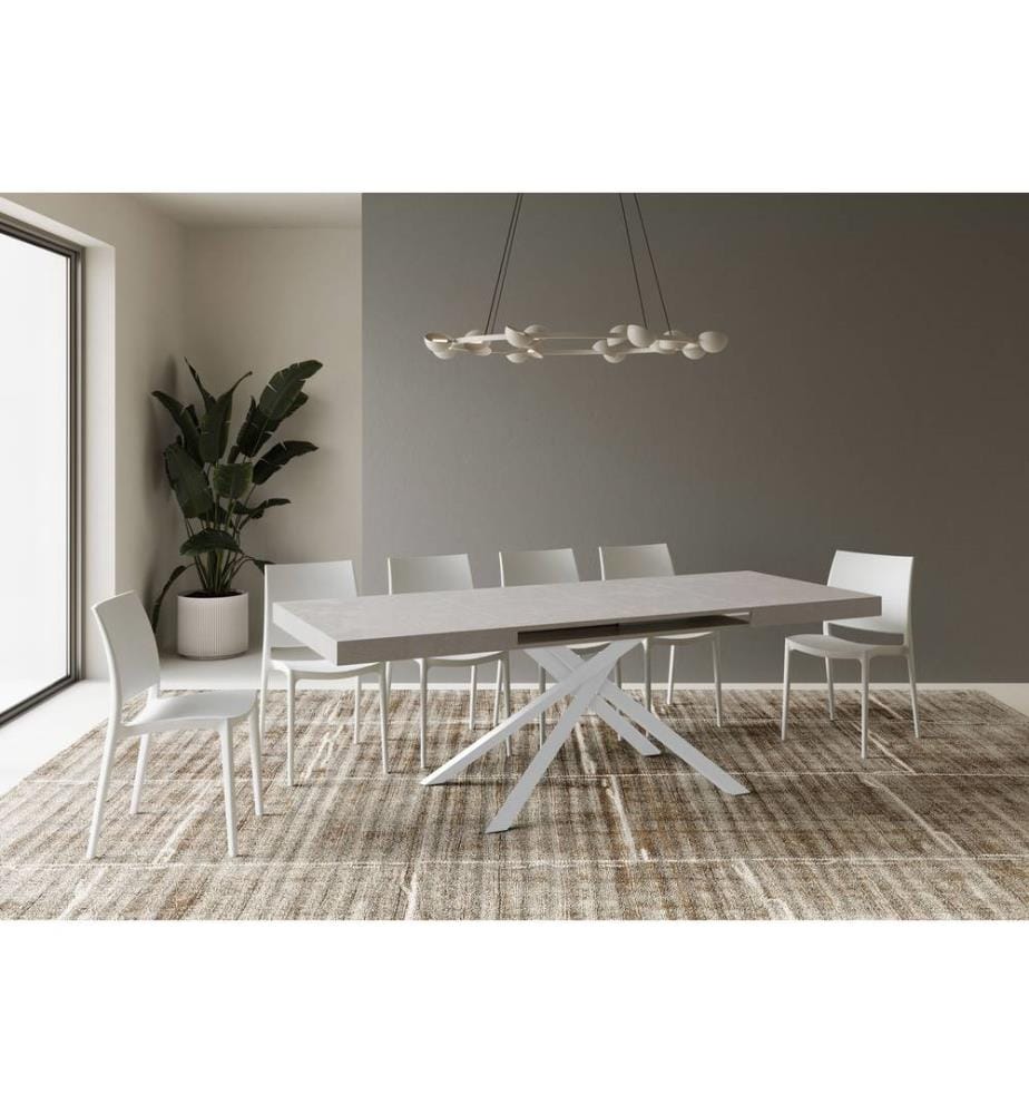 Ausziehtisch 80 x 120-204 cm Karida - Grau und Weiss