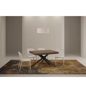 Ausziehtisch 80 x 120-204 cm Karida - Nussbaumbraun mit Anthrazitfarbenem Eisenrahmen