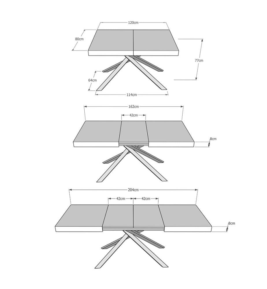 Ausziehtisch 80 x 120-204 cm Karida - Nussbaumbraun mit Anthrazitfarbenem Eisenrahmen