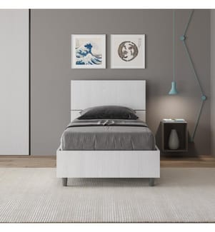 Bett mit Bettkasten 80x190 gerades Kopfteil Esche weiss Demas