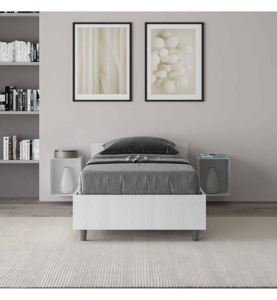 Bett mit Bettkasten 80x190 Esche weiss Nuamo