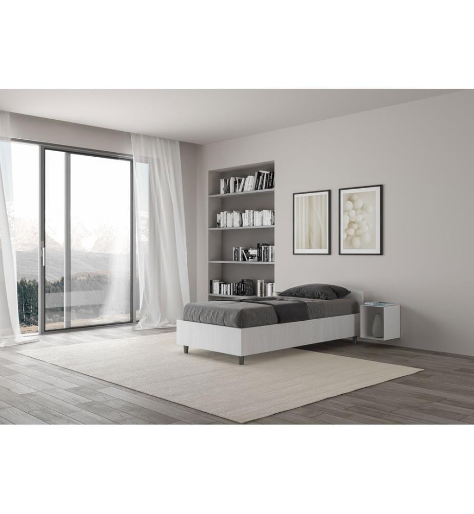 Bett mit Bettkasten 80x190 Esche weiss Nuamo