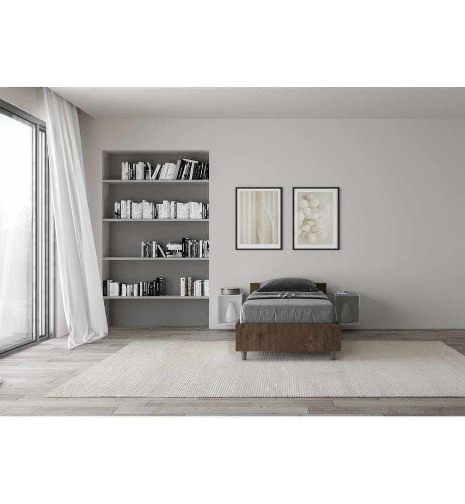 Bett mit Lattenrost 80x190 Nussbaum Nuamo