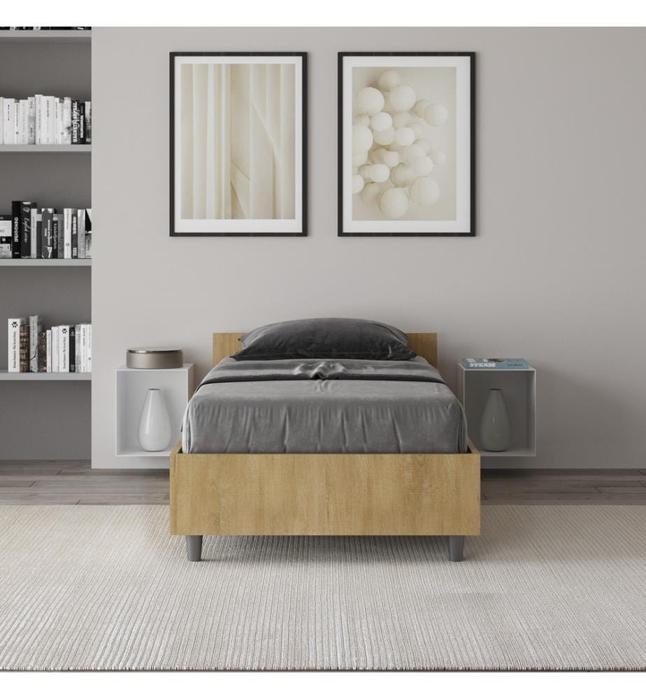 Bett mit Lattenrost 80x190 Eiche Natur Nuamo