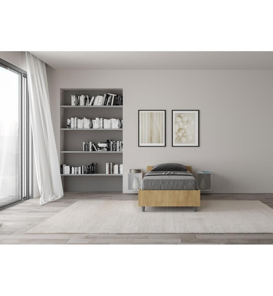 Bett mit Lattenrost 80x190 Eiche Natur Nuamo