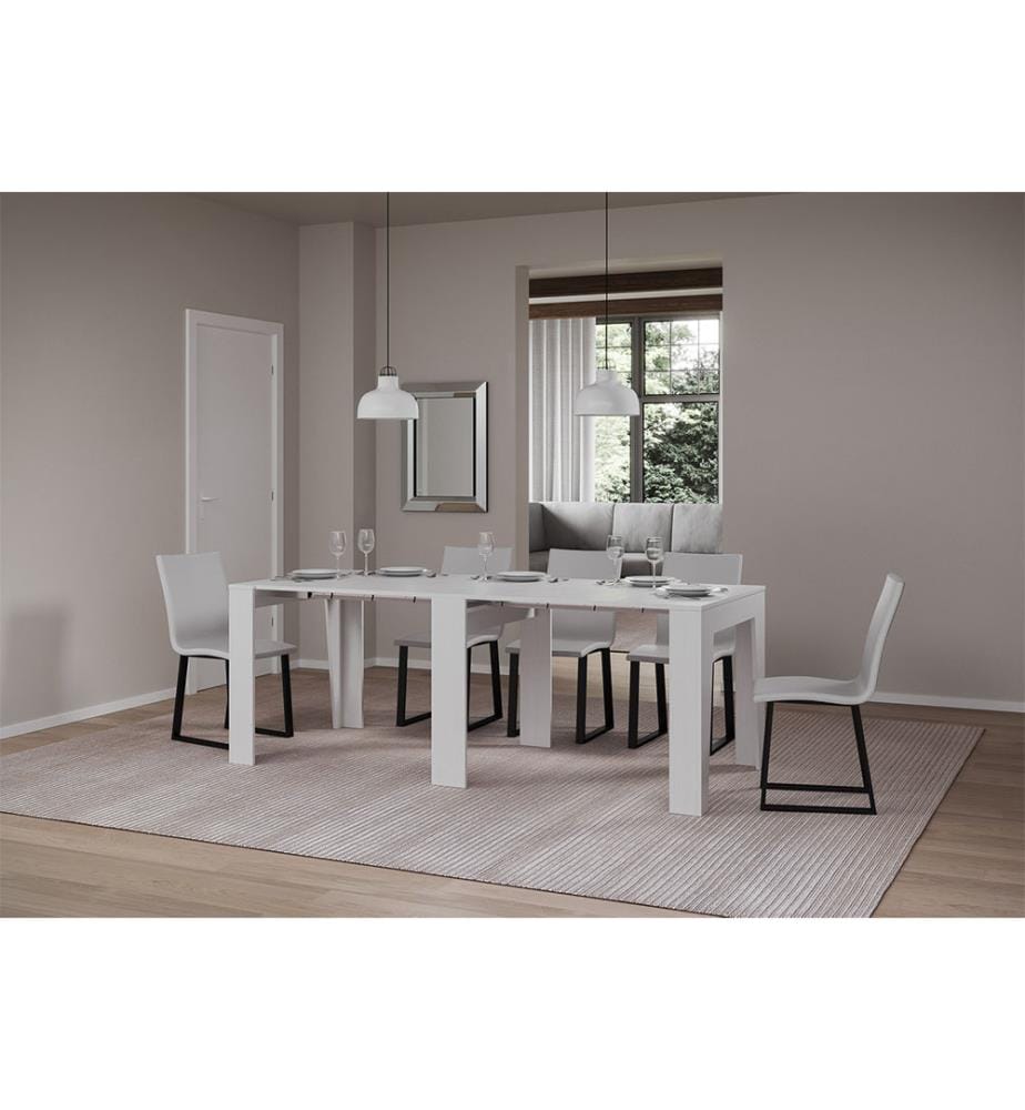 Console Extensible 90 x 25-211 cm Anea - Blanc