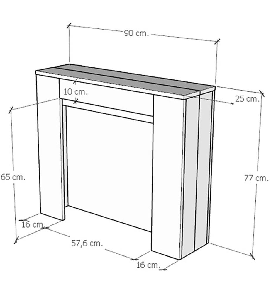Ausziehbarer Konsolentisch 90 x 25-211 cm Kiba - Anthrazit