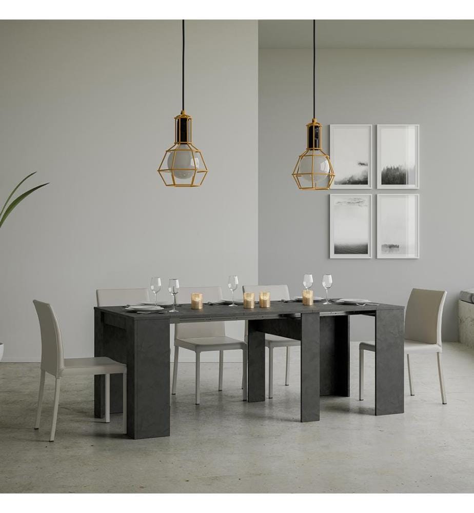 Ausziehbarer Konsolentisch 90 x 48-204 cm Basic Small - Anthrazit