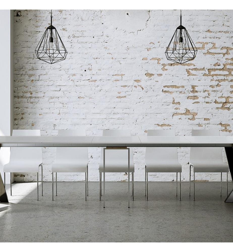 Consolle Estensibile 90 x 40-300 cm Diago - Bianco con Struttura in Ferro Antracite