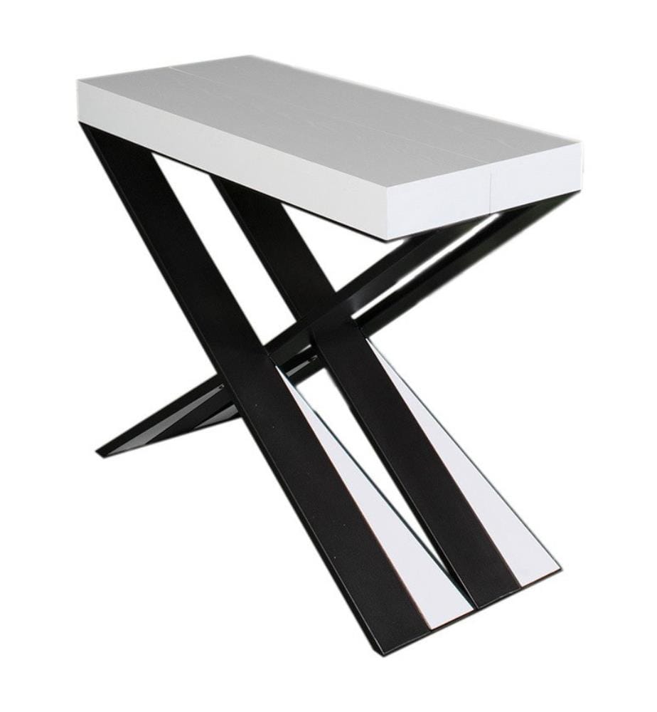 Consolle Estensibile 90 x 40-300 cm Diago - Bianco con Struttura in Ferro Antracite