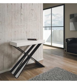 Auszieh-Konsole Diago Small 90-196x40 cm - Esche Weiss und Anthrazit