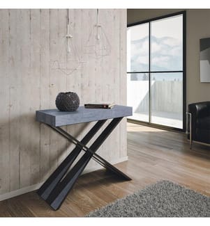 Auszieh-Konsole Diago Small 90-196x40 cm - Zement und Anthrazit