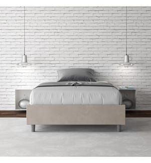 Gepolstertes Bett mit Bettkasten 100x190 mit Mikrofaserbezug Sandfarbe Azelia