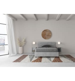Bett mit Bettkasten 120x190 gerades Kopfteil mit Holzlatten Zement Ankel