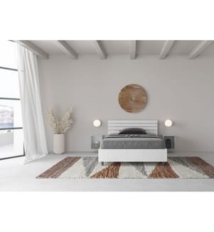 Bett mit Bettkasten 120x190 schräges Kopfteil mit Holzlatten Esche weiss Ankel