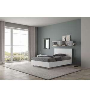 Bett mit Bettkasten 120x190 gerades Kopfteil Esche weiss Demas