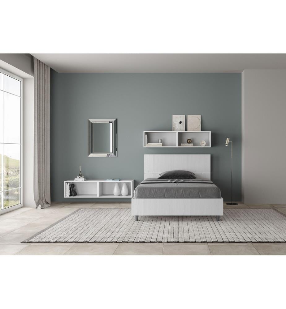 Bett mit Lattenrost 120x190 gerades Kopfteil Esche weiss Demas