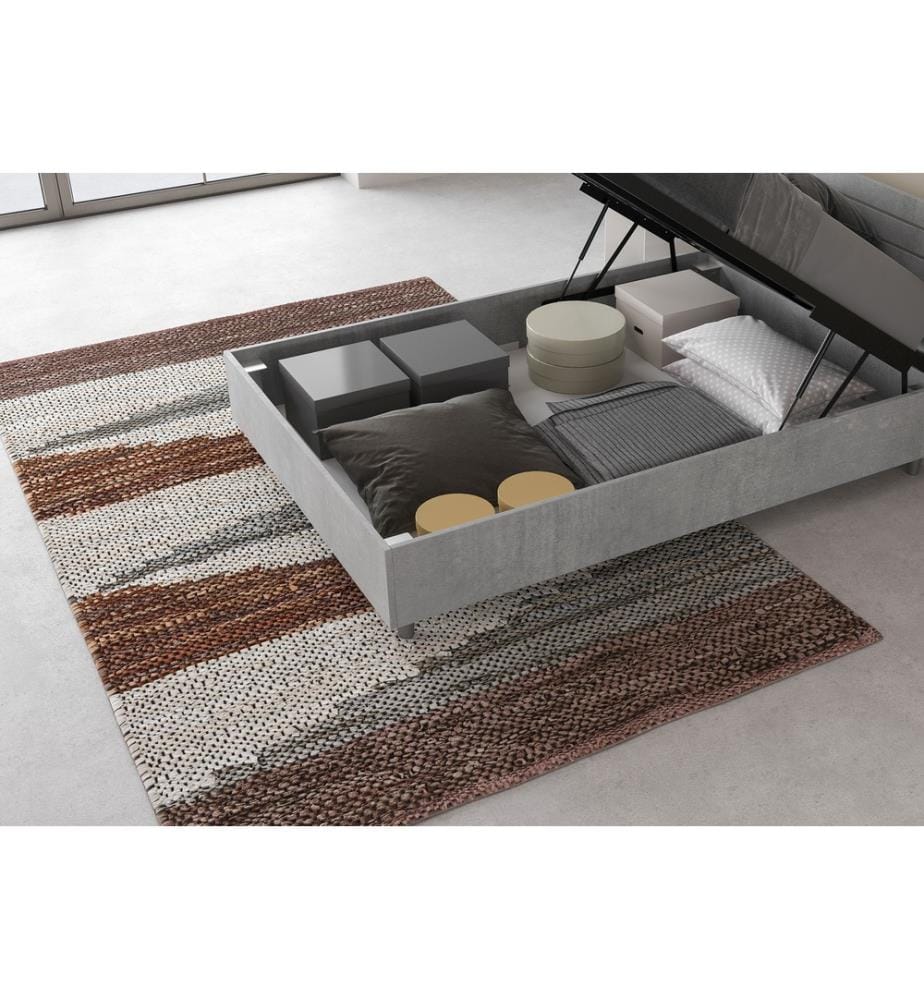 Bett mit Bettkasten 120x190 gerades Kopfteil Zement Demas