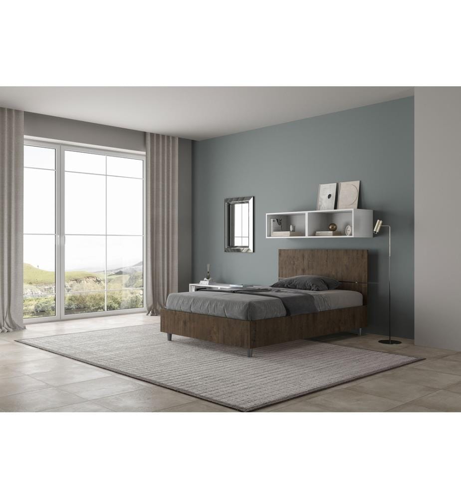Bett mit Bettkasten 120x190 gerades Kopfteil Nussbaum Demas