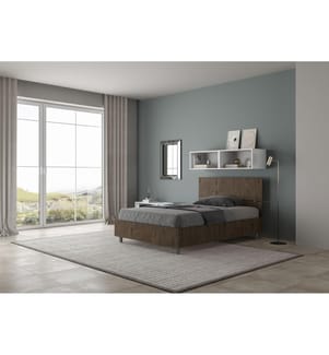 Bett mit Bettkasten 120x190 gerades Kopfteil Nussbaum Demas