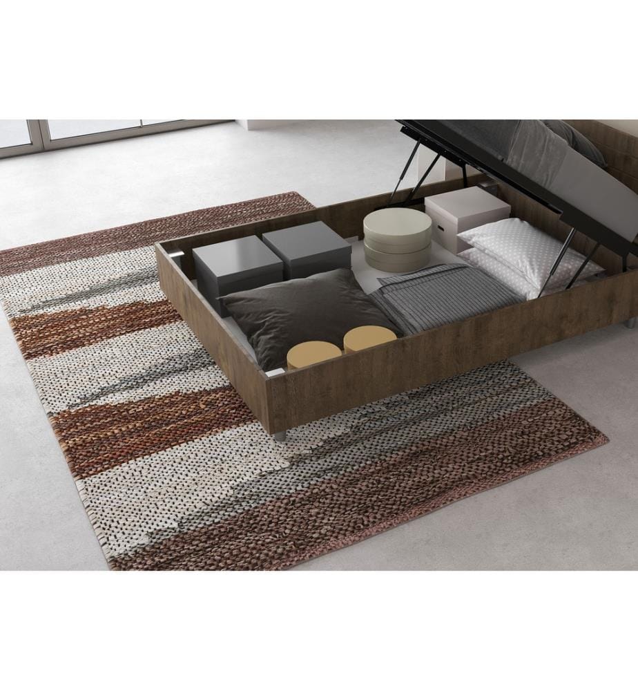 Bett mit Bettkasten 120x190 gerades Kopfteil Nussbaum Demas