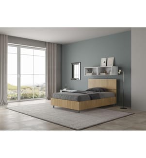 Bett mit Bettkasten 120x190 gerades Kopfteil Eiche Natur Demas