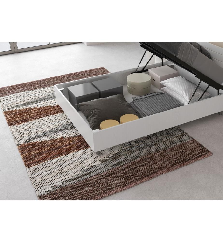 Bett mit Bettkasten 120x190 schräges Kopfteil Esche weiss Demas