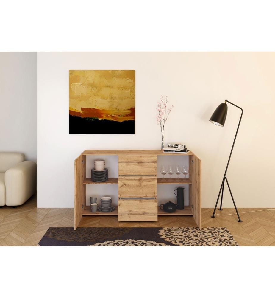 Chest of drawers 2-door/3-drawers 150x40x83.5 cm Elios natural oak