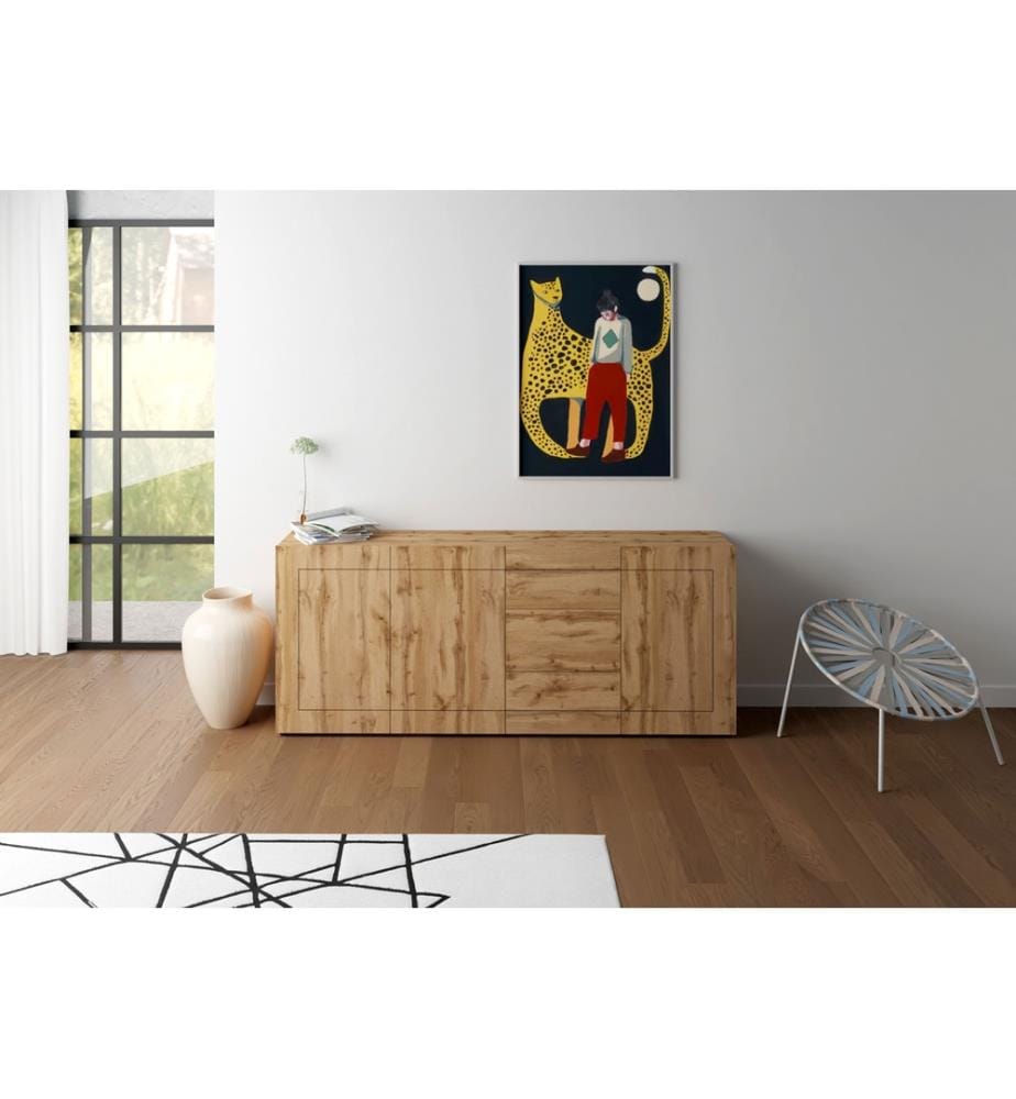 Kommode 3-türig/3-Schubladen 200x40x83,5 cm Elios Eiche Natur